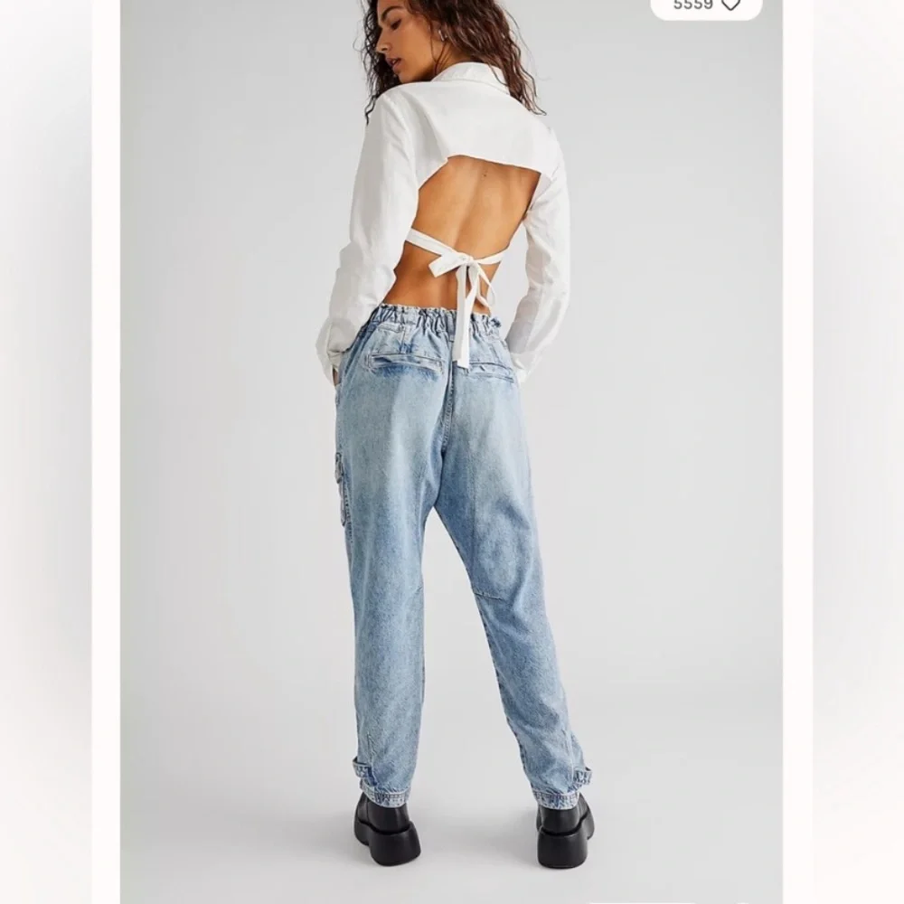 Free People We The Free Hazel Pull-On Drop-Waist Jeans Size XS Perfected Blue - Picture 5 of 13